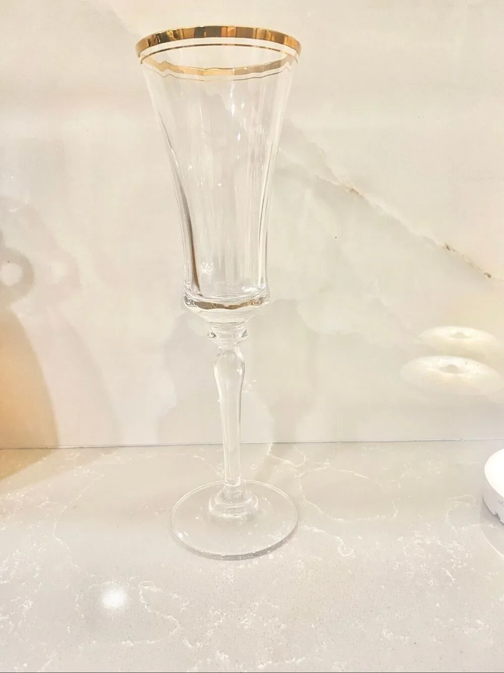 Mikasa Jamestown Gold Trim Crystal Stemmed Champagne Flute Set of 5